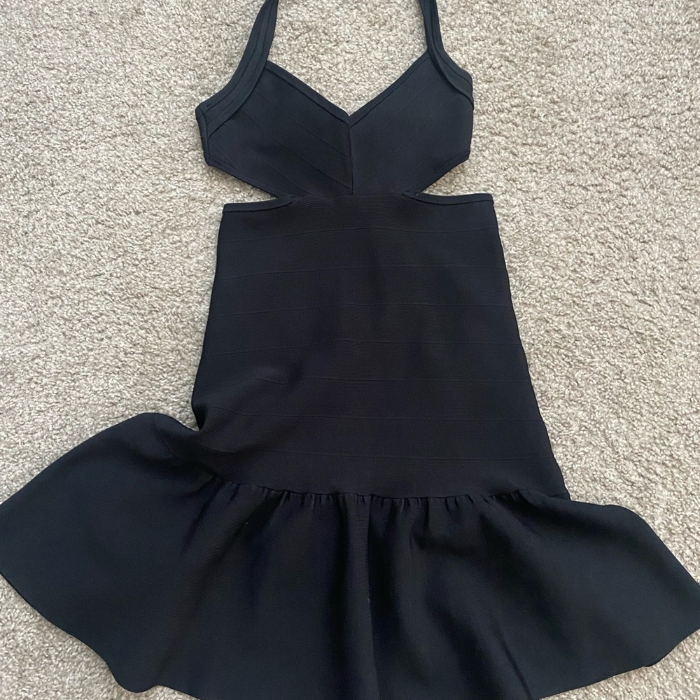 Bebe black bandage halter mini dress. Size Small